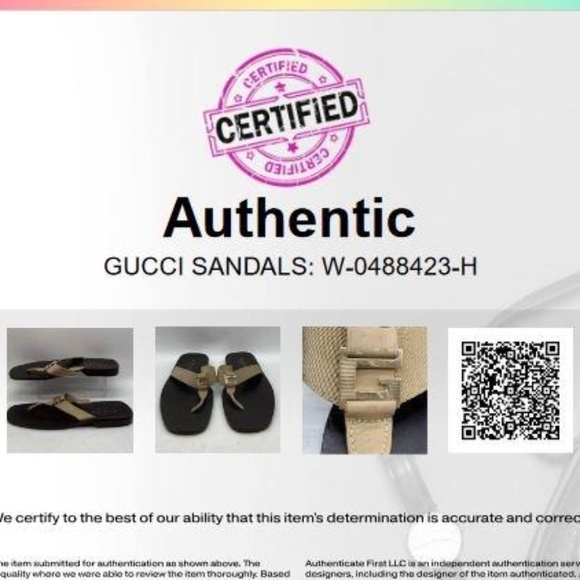 Gucci Authentic Mens Brown Beige Open Toe Slip-On Thong Sandals Size 12D - Picture 8 of 8